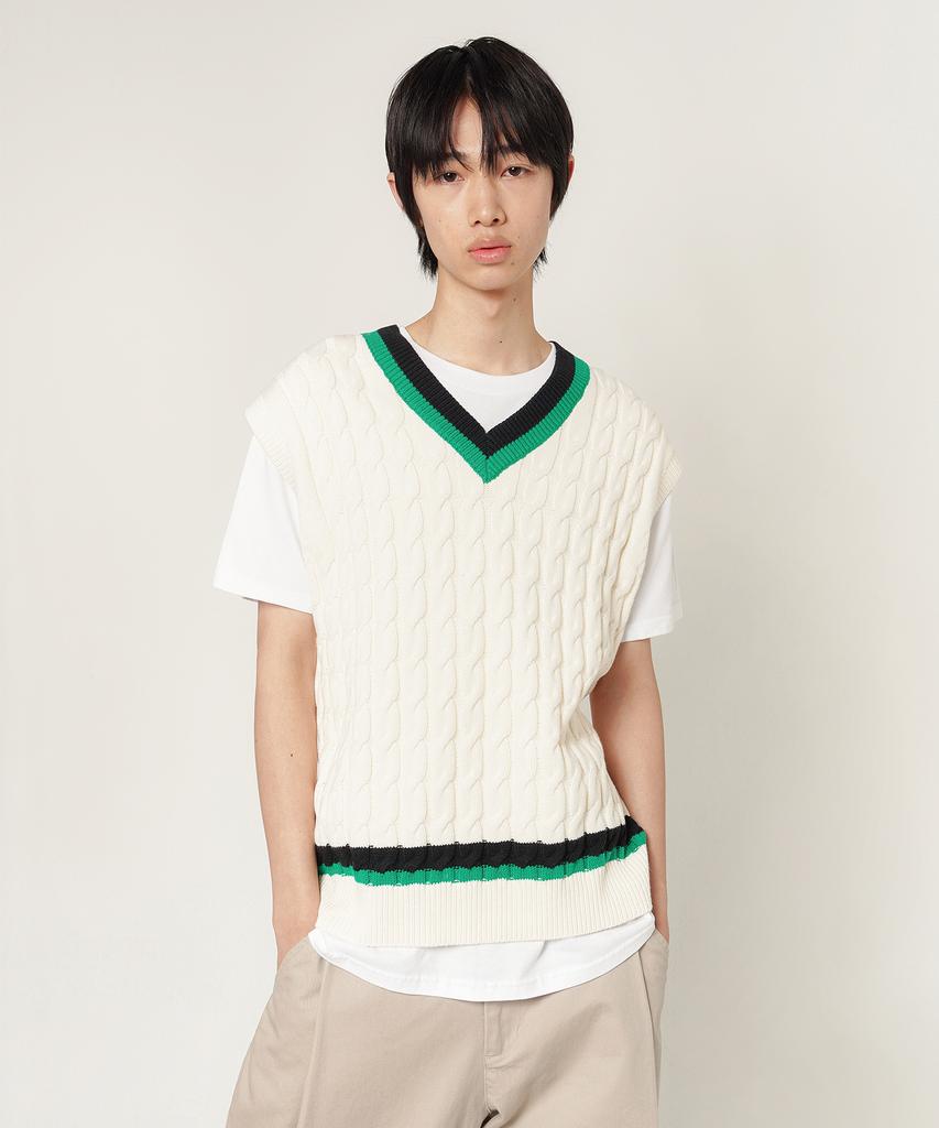 PLAC Color Point Knit Vest White