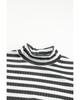 Black Striped Print Textured Knit Long Sleeve Tee