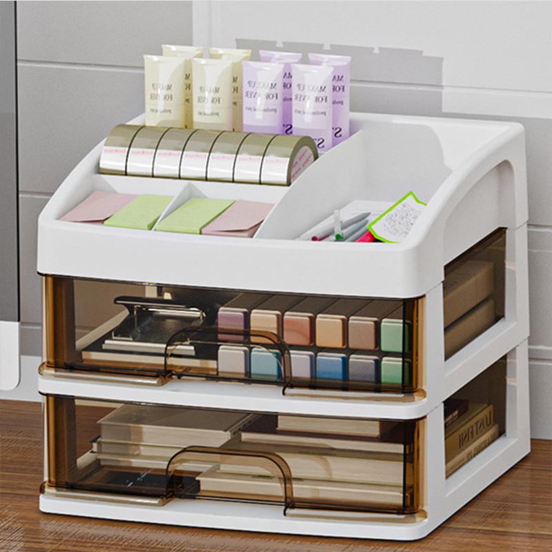 Multi Functional Desktop Drawer Storage Box Plastic Student Desk Dormitory Stationery Storage Box Cosmetics Storage Rack