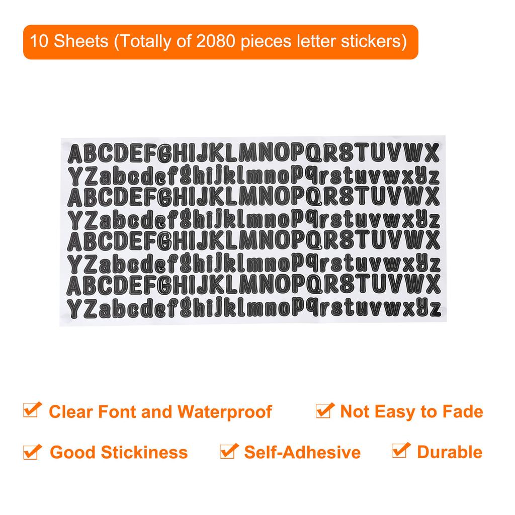 2/5/10Sheets Vinyl Letter Stickers 1/2 Inch Self-Adhesive Cute Alphabet Stickers for DIY Art Making Gift Cards Notebook Decals