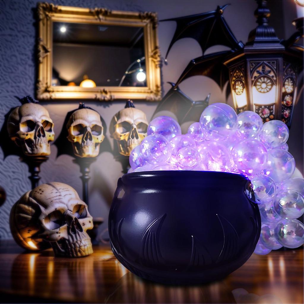 Halloween Witch Cauldron Bubble Bucket Decor With 8 Lighting Modes Remote Control For Spooky Party Decoration