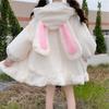 Autumn and Winter Japanese Cute Rabbit Ears Sweater Women's Large Size Small Zipper Jacket Women's Clothing