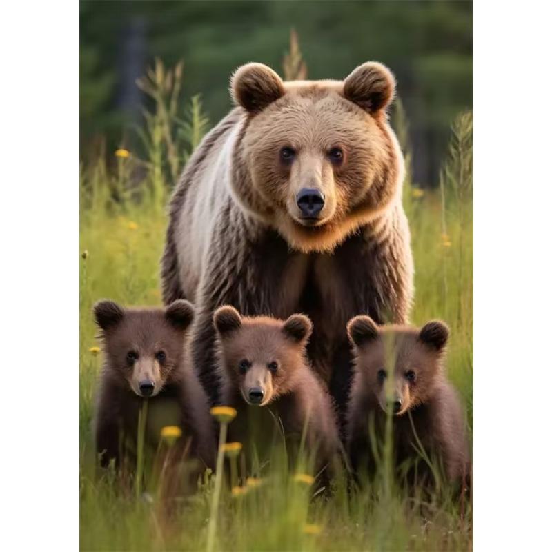 Nature Wildlife Canvas Art Print  Lions Tigers Wolf Coyote Leopard Polar Bear Family  HD Poster for Living Room Wall