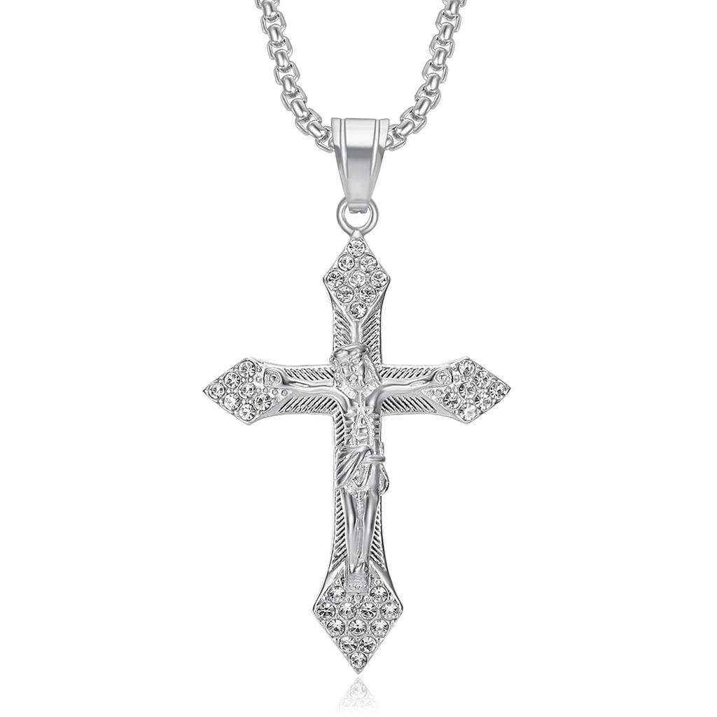 2026 Jewelry Fashion Trend Inlaid Zircon Men's Exquisite Gift Jewelry Necklace Gold Inlaid Diamond YS Cross Pendant Necklace