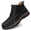 Мужские кожаные походные ботинки большого размера, осенне-зимний стиль — износостойкая толстая подошва, подходят для людей среднего и пожилого возраста.