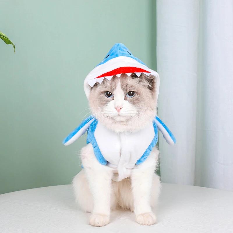 Halloween Dog Costumes Winter Dog Clothes Funny Shark Costume Warm Fleece Puppy Pet Coat Jacket Clothing For Small Dogs Cats