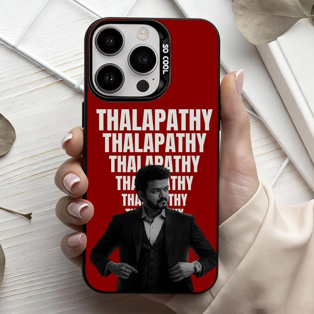T-ThalaPathy Actor V-Vijay-Y Phone Case For iPhone17,16,15,14,13,12,11 Plus,Pro Max Black Candy Silver Plated Cover