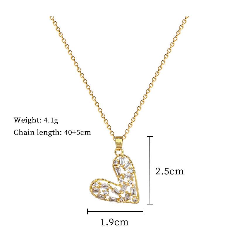 Synthetic Zircon Heart Pendant Necklace for Women 2025 New Fashion Jewelry