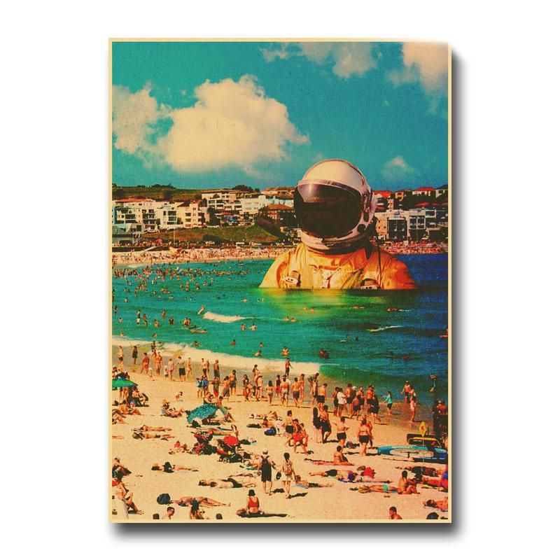 Vintage Astronaut Space Dreaming Poster Fantasy Flower NIght Wall Art Home Decoration Kawaii Room Decor Quality Canvas Posters