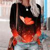 Butterfly Pattern Women Street Hip Hop T-Shirts Long Sleeve Spring Autumn 3d Tie-dye Print Fashion Ladies Tees 6XL Big Size Tops