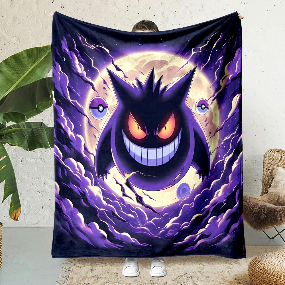 1PC Pokemon Gengar Cartoon Blankets Soft Fluffy Plush Blanket Sofa Office Quilt Throw Picnic Beach Suitable for All Seasons