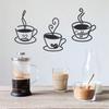 3-piece Heart Logo Coffee Cups with Vapor Metal Wall Art Set Minimalisty Metal Wall Art - Modern Home Decor for Bedroom, Living Room, or Bathroom.