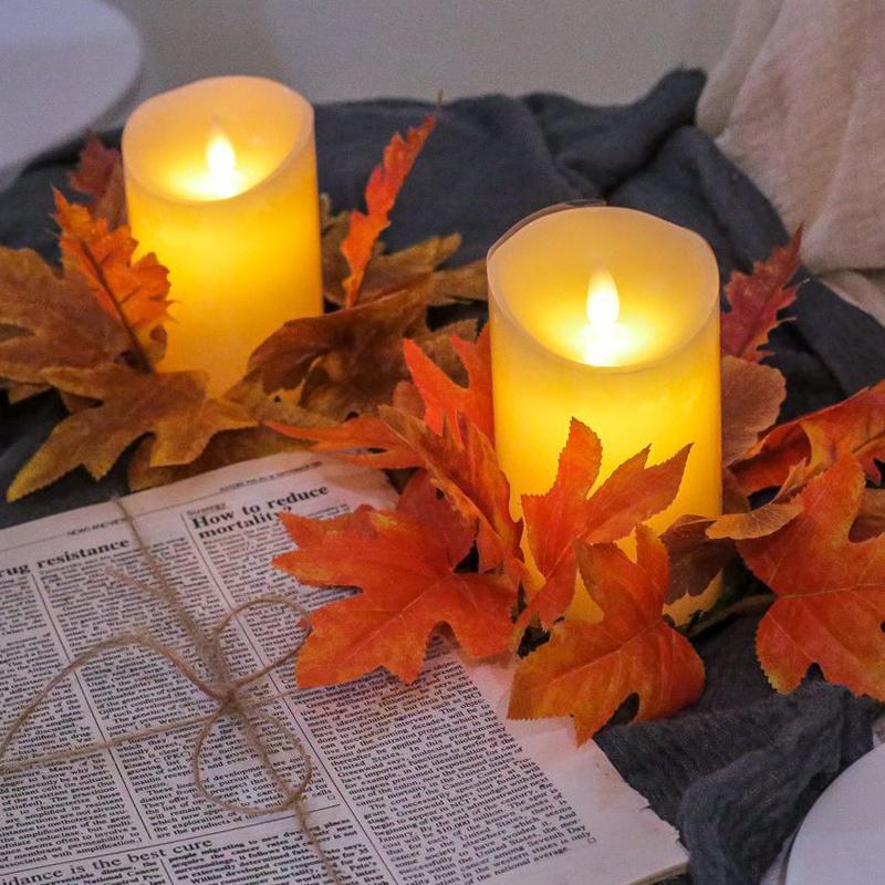 Украшение стола Кленовый лист Апельсиновый лист Маленький венок Кольцо для свечи Осенние кленовые кольца для салфеток