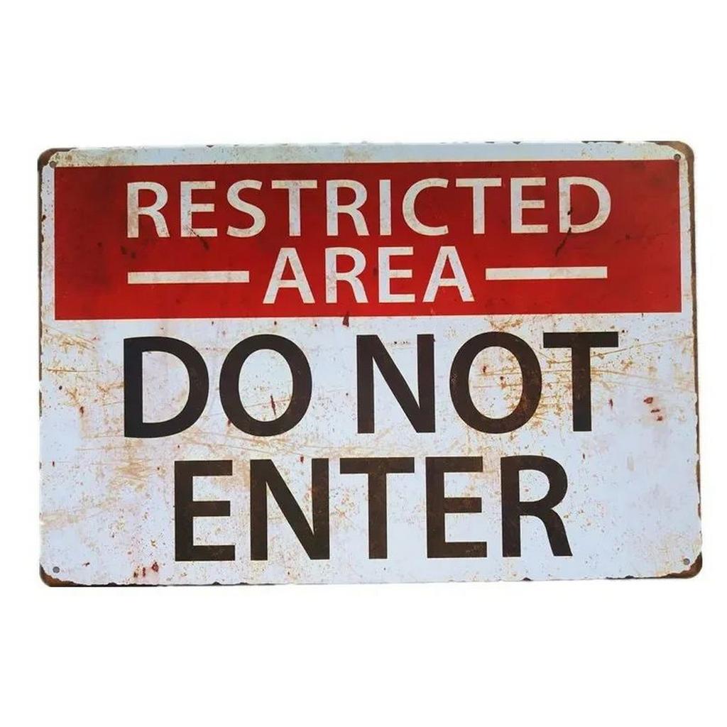 HD Metal Tin Sign Vintage Funny Warning  Restricted Area Wall Decor Retro Gun Zombie Radiation Sign for Home Bar Garage Man Cav