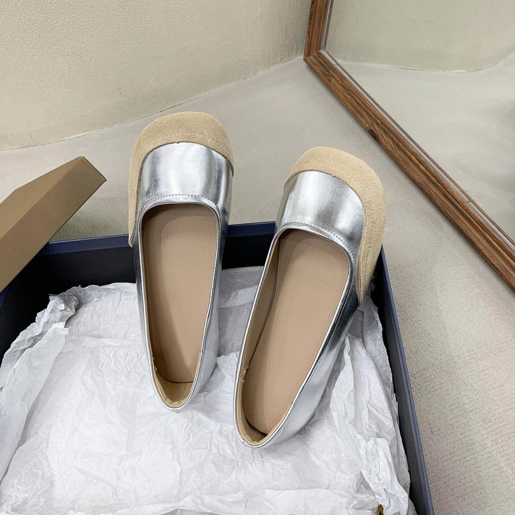 Retro Round Head Shallow Mouth Single Shoes Women Spring and Autumn New Evening Wind Flat Office Casual Comfortable Shoes