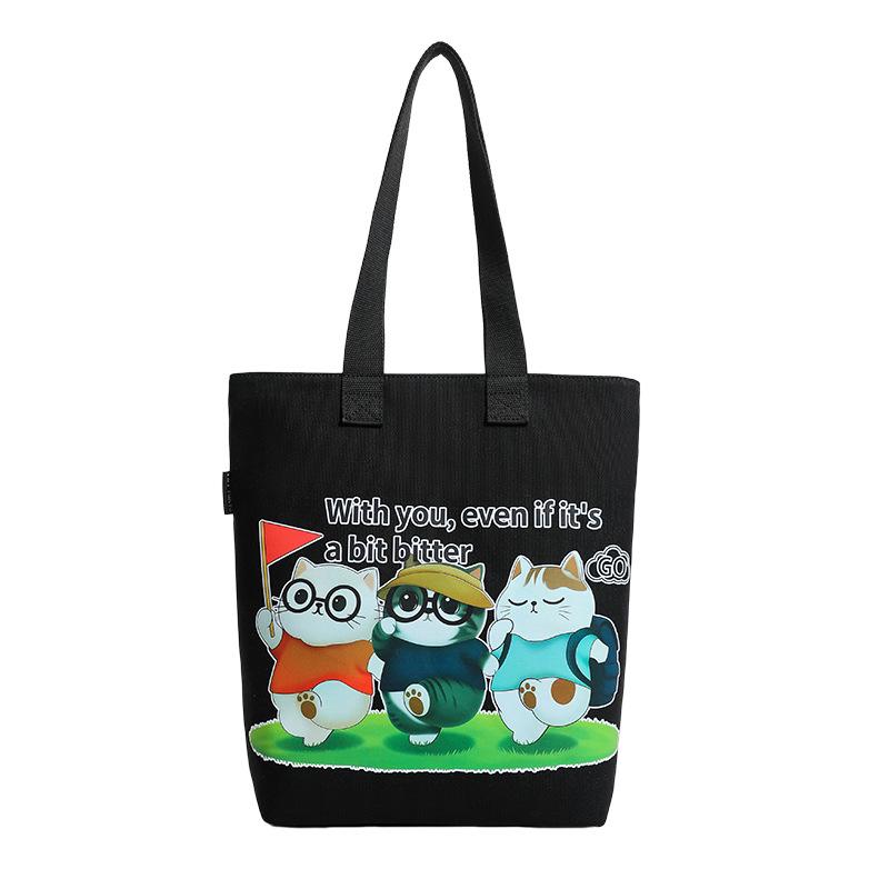 Trendy Cartoon Canvas Women's Handbag - Large Capacity Shoulder Bag