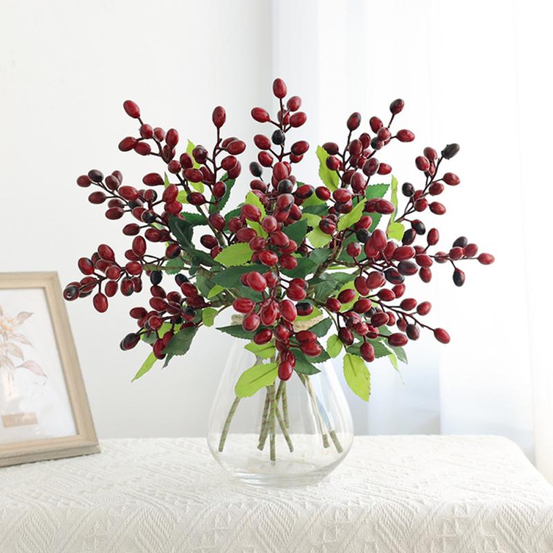 3 пучка искусственных ягодных стеблей, искусственные цветы, фотореквизит для дома, рождественской вечеринки, свадьбы