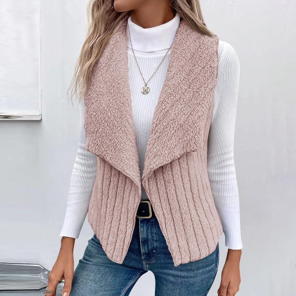 Женская мода осень и зима повседневная однотонная безрукавка универсальная жилетка куртка