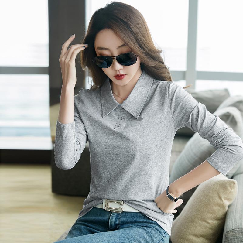 Women's Spring New Mercerized Cotton Long-sleeved Shirt, Temperament, Slimming, Bottoming Women's T-shirt