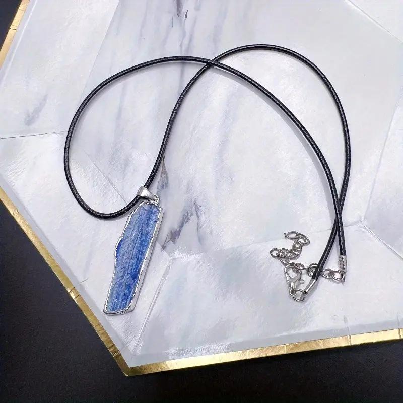 Natural Blue Crystal Pendant Crystal Rough Stone Gold-plated Necklace Irregular Long Pendant Jewelry Accessories