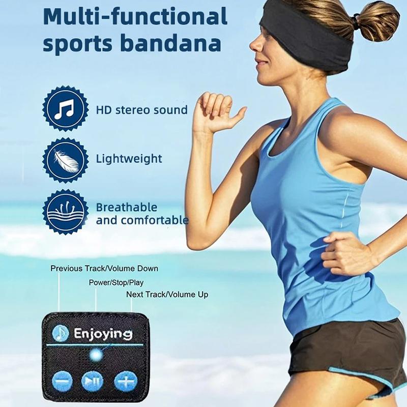 Bluetooth-наушники Спортивная повязка для сна Эластичные беспроводные наушники Bluetooth-гарнитура Повязка для головы Музыка Маска для глаз