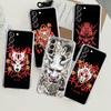 Samurai Oni Mask Clear Case For Samsung Galaxy S22 S20 FE S21 S10 S9 Plus Note 20 Ultra 10 Lite Transparent Phone Shell