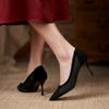 Comemore 2025 Spring Summer Thin Heels Pumps Women Pointed Toe High Heel Work Shoes Dot Mesh Vintage Elegant Shallow Stiletto 43