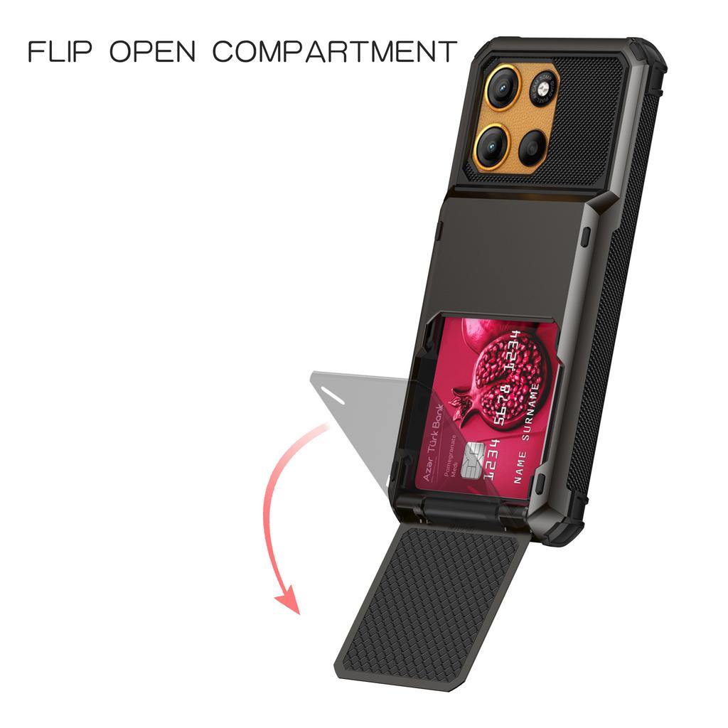 For Motorola Moto G15 4G Case PC + TPU Dual Layer Back Phone Cover with Card Holder