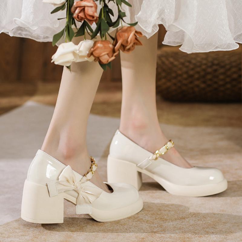 Модные французские туфли Мэри Джейн Little из кожи 2024 года, весна, новые туфли на высоком каблуке, универсальные, нежные, для колледжа, с мелким горлом, женские, одинарные