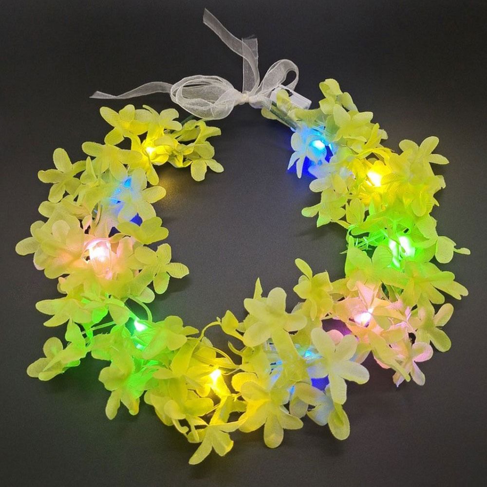 Women Girls Christmas Party Decoration Glowing LED Wreath Halloween Crown Flower Light Up Headband