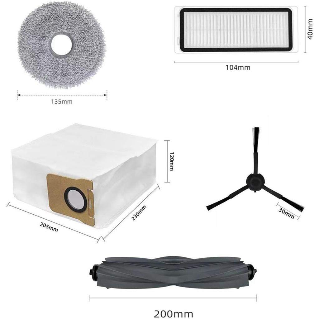 Accessories Kit for Dreame L20 Ultra/L30 Ultra Vacuum Cleaner Main Side Brush Hepa Filter Mop Cloth Dust Bags Parts