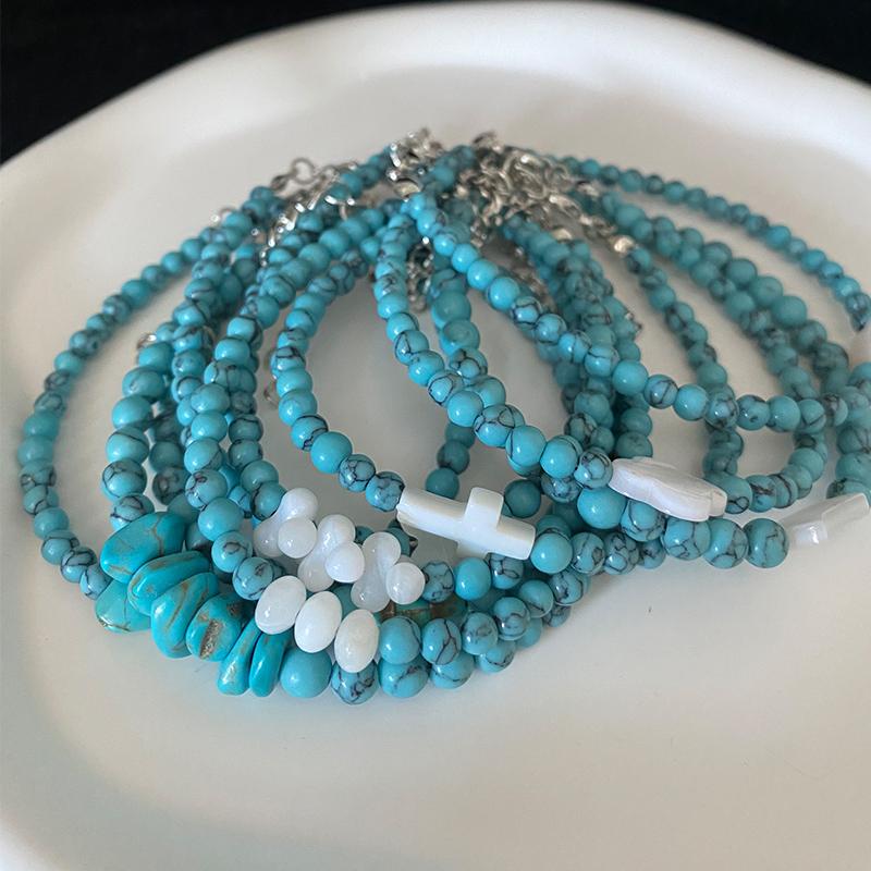 Лидер продаж 4 мм бирюзовый крест кулон браслет религиозные христианские эластичные браслеты ювелирные изделия