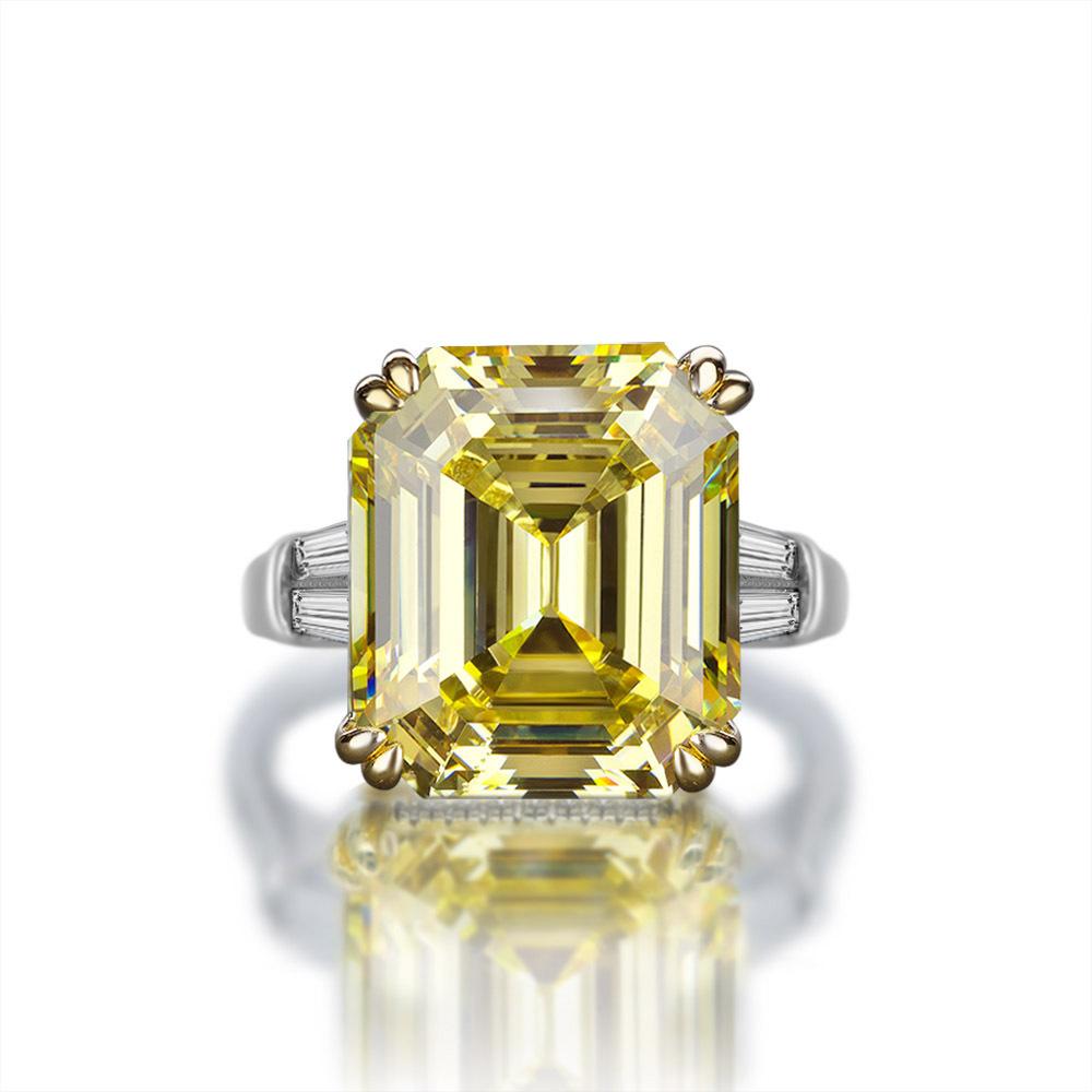 TanciseS925 Sterling Silver Square Ring Synthesized 7A Zircon Luxury Diamond.