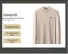 Men's Slim-Fit Autumn/Winter T-Shirt with Mulberry Silk & Cashmere, Half-High Collar, Embroidered Bee Design.