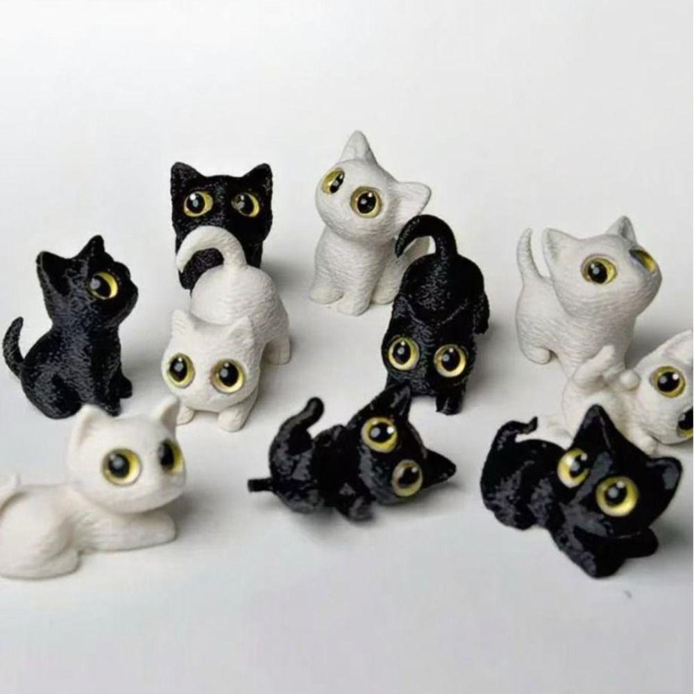 PLA 3D-печатные фигурки кошек Игрушки Модель Котёнок Микро-ландшафтные поделки Дом с привидениями
