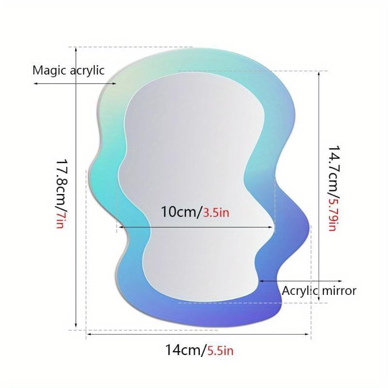 1PC Magnetic Geometric Pattern Mirror for Locker School Bathroom Fridge Cabinet Decorative Makeup Mirror Creative Home Essential