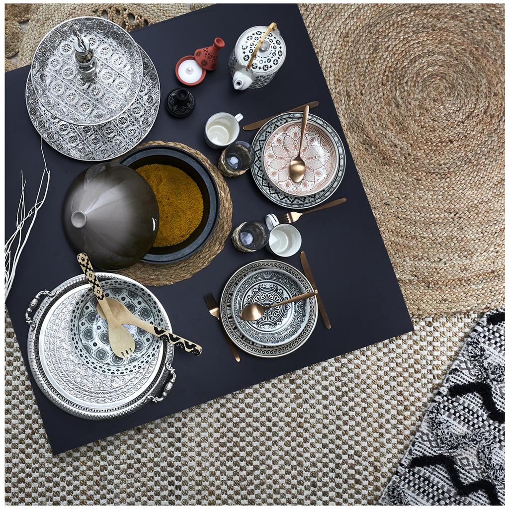 Les Trésors De Lily [A3684] - Металлический сервировочный поднос 'Cléopatra' из состаренного серебра - 42 см