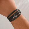 Fashionable Cross Pattern Multi-layer Woven Leather Bracelet Hot Selling Cross-border Source Trendy Men's Accessories