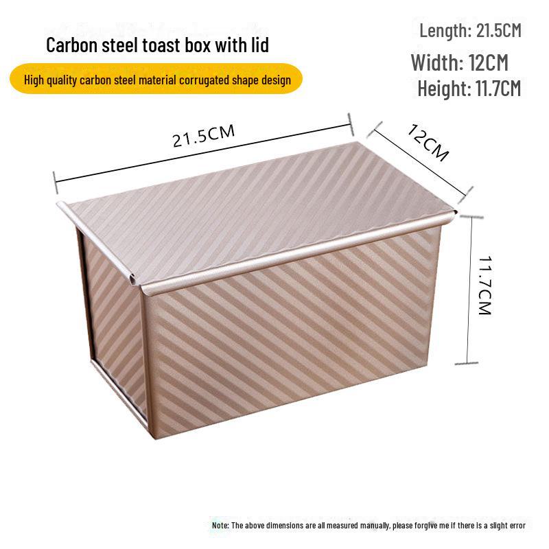 Золотистая гофрированная коробка для тостов с крышкой - 450 г. Форма для выпечки хлеба с антипригарным покрытием