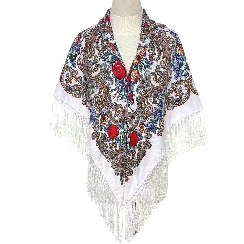 Women's Outer Printed Ethnic Style Tassel Shawl