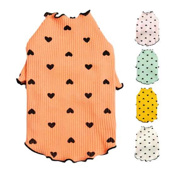 Одежда для собак средних и маленьких собак, кошек, летняя и осенняя рубашка с принтом в виде сердца для щенков, растягивающаяся одежда с длинными рукавами для чихуахуа, шнауцера