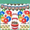 Набор принадлежностей для дня рождения в стиле Roblox, включающий яркий баннер, воздушные шары и топперы для торта для детей