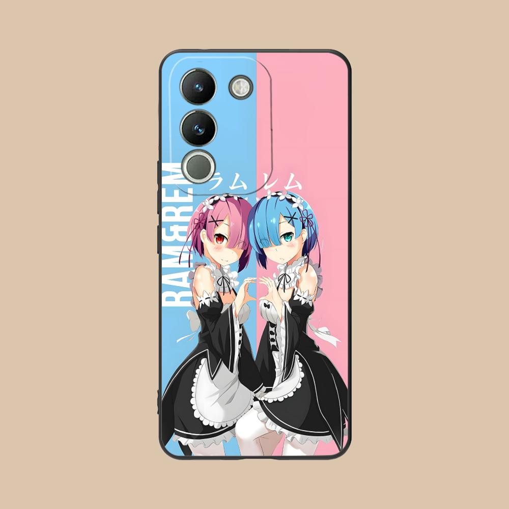 ReZero Рем Рам Матовый ТПУ Чехол для Мобильного Телефона для VIVO Y77 76 75 74 73 72 58 56 55 51 50 38 36 Y19 Y18 Y03 Y01 5G Цветная Крышка