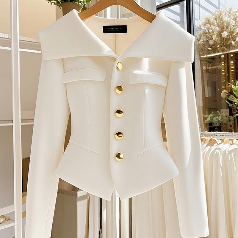 Chic Jacket Women Outwear High End Unique Super Good Looking Slim Sweet Single Breasted Blazer Coat Tops