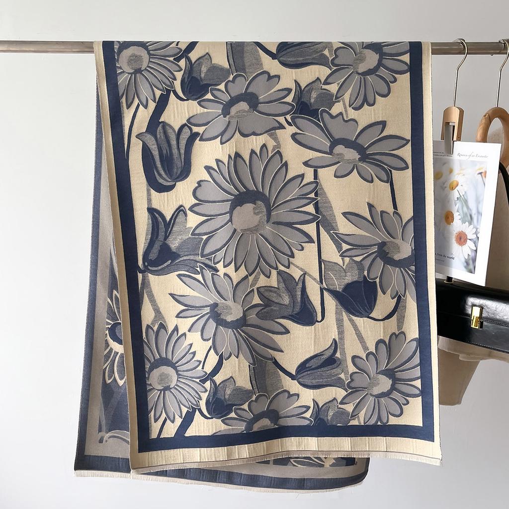 New Printed Double-sided Imitation Cashmere Scarf Women's Winter Scarf Girl Shawl