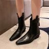 Fashion 2024 Autumn/winter Women Boots Genuine Leather Western Women Shoes Pointed Toe Chunky Heel Chelsea Boots Retro Ankle Boots