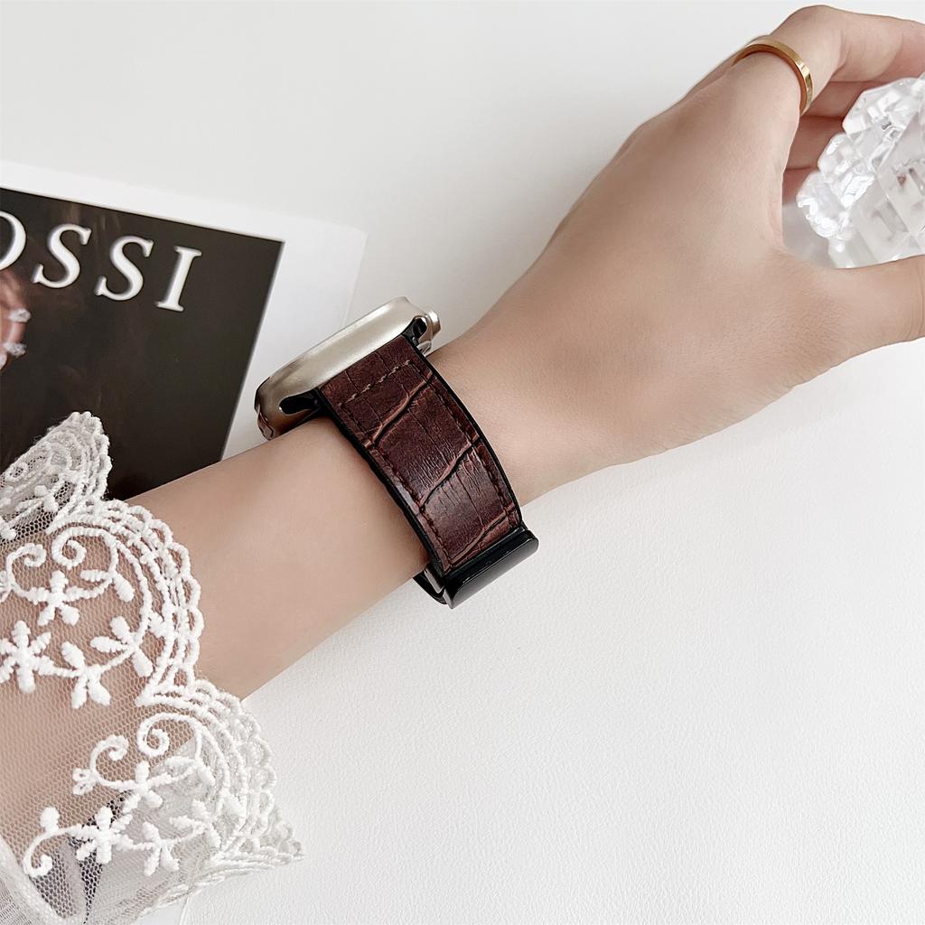 Ремешок для Apple Watch Series 10 Ultra 9 8 7 SE 6 5 4 3 2 1 46 мм 49 мм 45 мм 44 мм 42 мм Силиконовый ремешок с PU-покрытием с текстурой бамбука