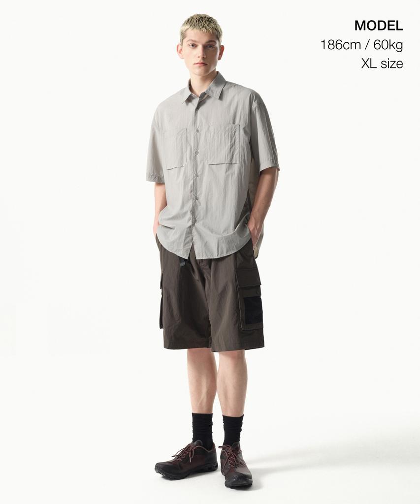 MUSINSA STANDARD [City Leisure] Lightweight Nylon Oversized Short Sleeve Shirt [Light Grey]