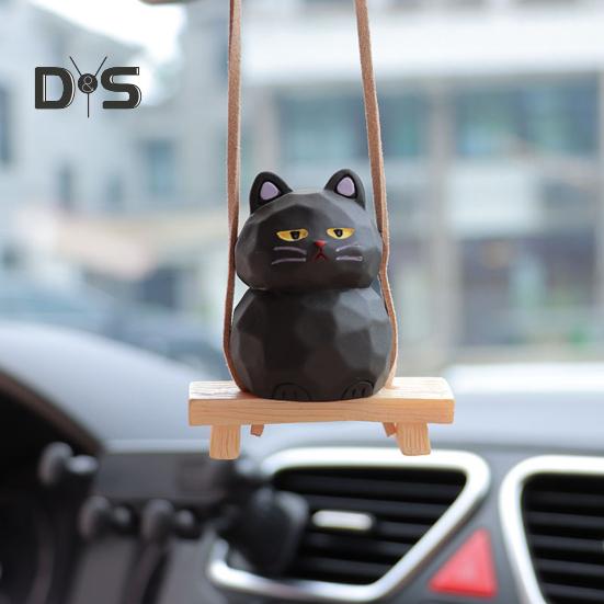 Подвесное украшение для автомобиля в виде кошки, мультяшный кот, зеркало заднего вида, воздушный шарм, милый кот, украшение для интерьера для любителей кошек