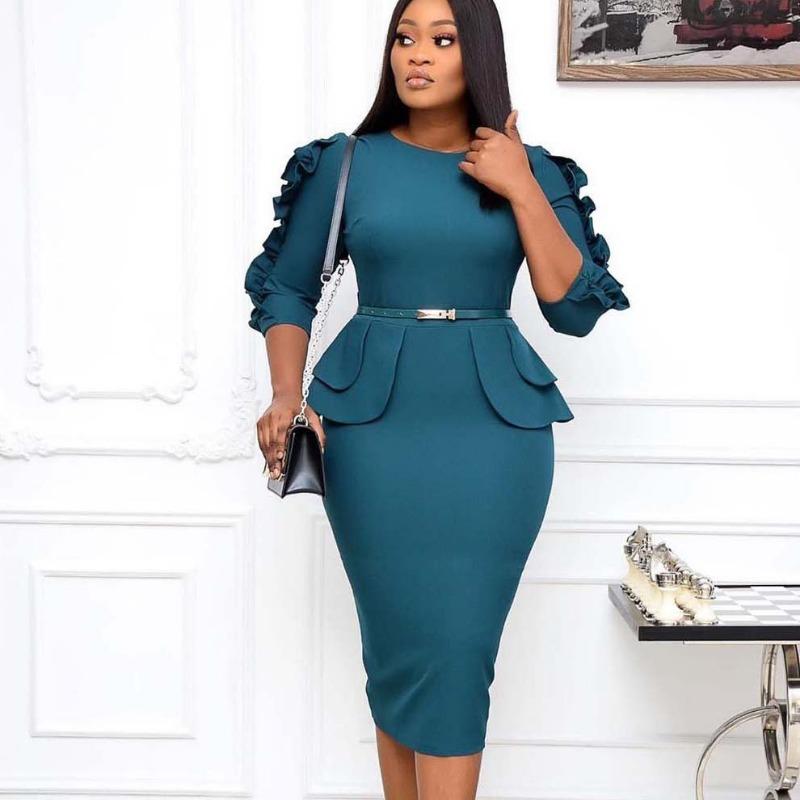 Большие размеры женские профессиональные офисные темпераментные пригородные платья